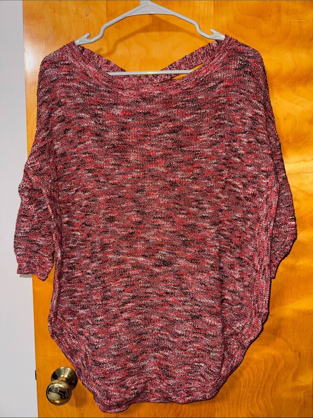 Express Marled Scoop Neck Sweater in Red and Black